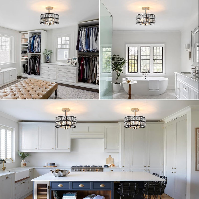 Semi Flush Mount Ceiling Light 6 Dimmable Crystal