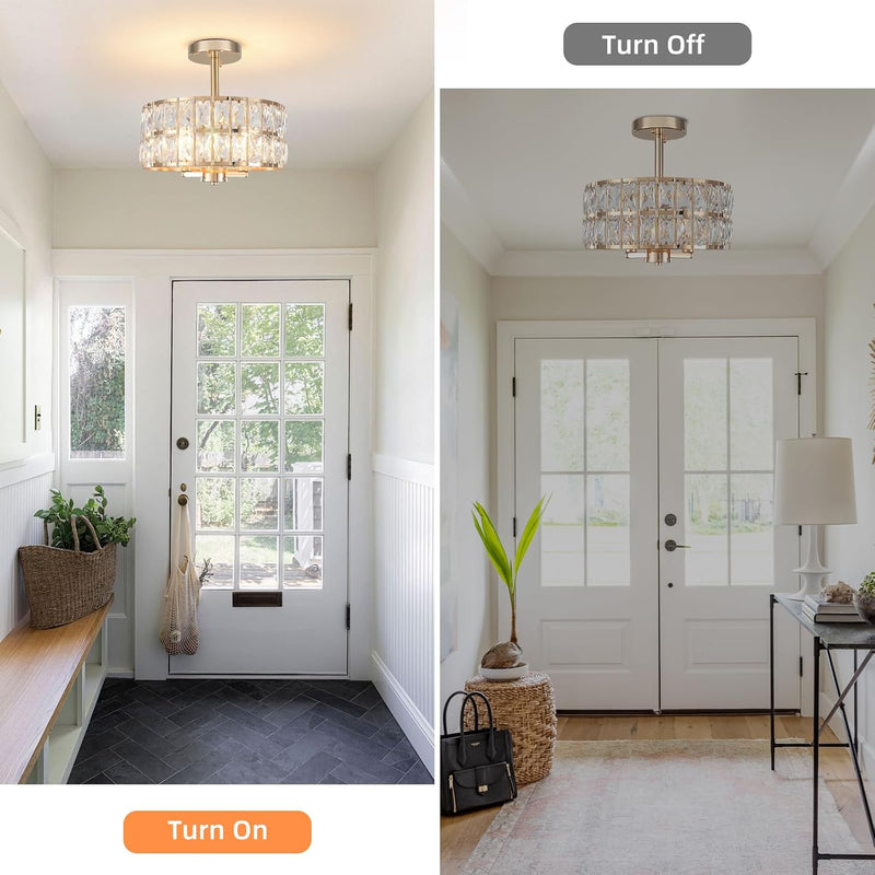Semi Flush Mount Ceiling Light 6 Dimmable Crystal
