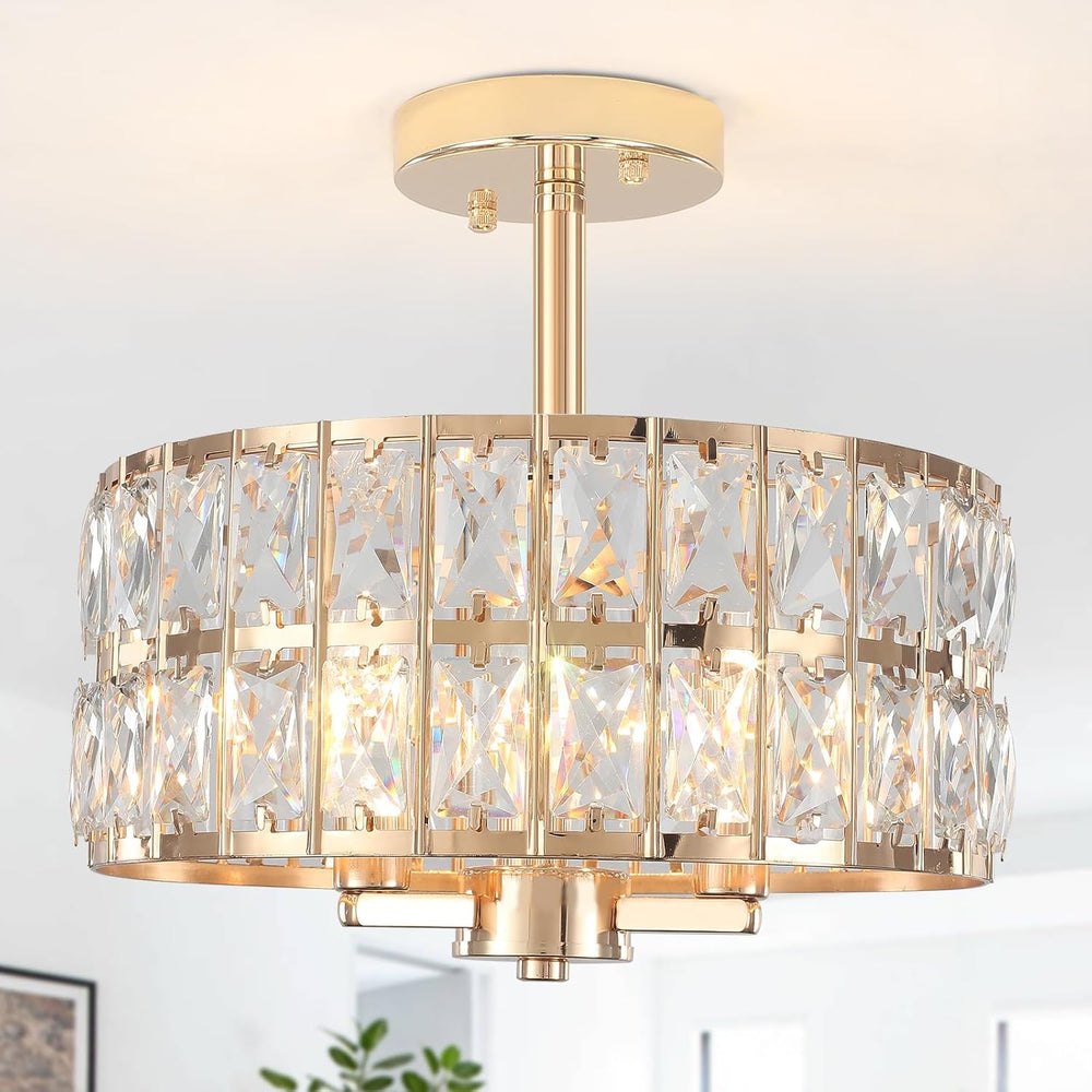 Semi Flush Mount Ceiling Light 6 Dimmable Crystal