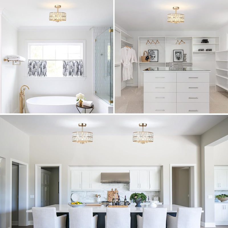 Semi Flush Mount Ceiling Light 6 Dimmable Crystal