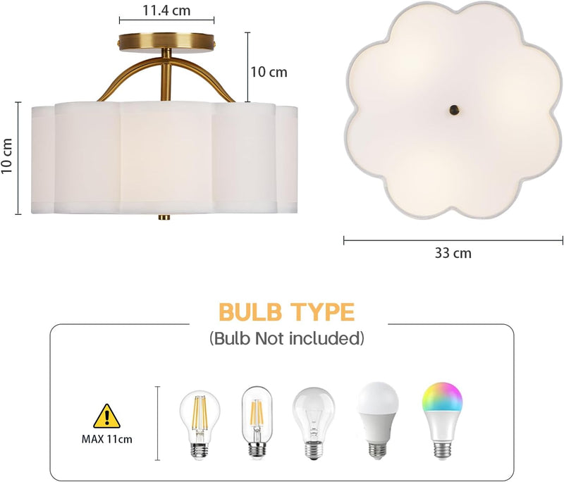 Semi Flush Mount Ceiling Light Fixture Modern 3-Light