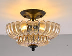 Semi Flush Mount Ceiling Light Smoky Glass Fixture