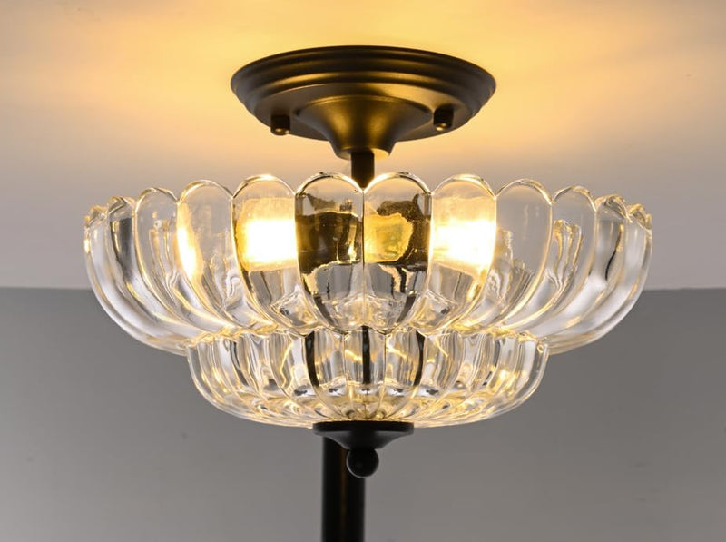 Semi Flush Mount Ceiling Light Smoky Glass Fixture