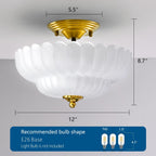 Semi Flush Mount Ceiling Light Smoky Glass Fixture