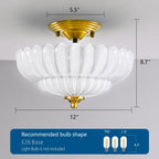 Semi Flush Mount Ceiling Light Smoky Glass Fixture