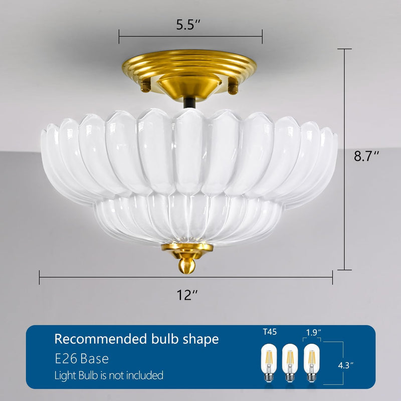 Semi Flush Mount Ceiling Light Smoky Glass Fixture