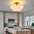 Semi Flush Mount Ceiling Light Smoky Glass Fixture