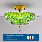 Semi Flush Mount Ceiling Light Smoky Glass Fixture
