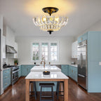 Semi Flush Mount Ceiling Light Smoky Glass Fixture