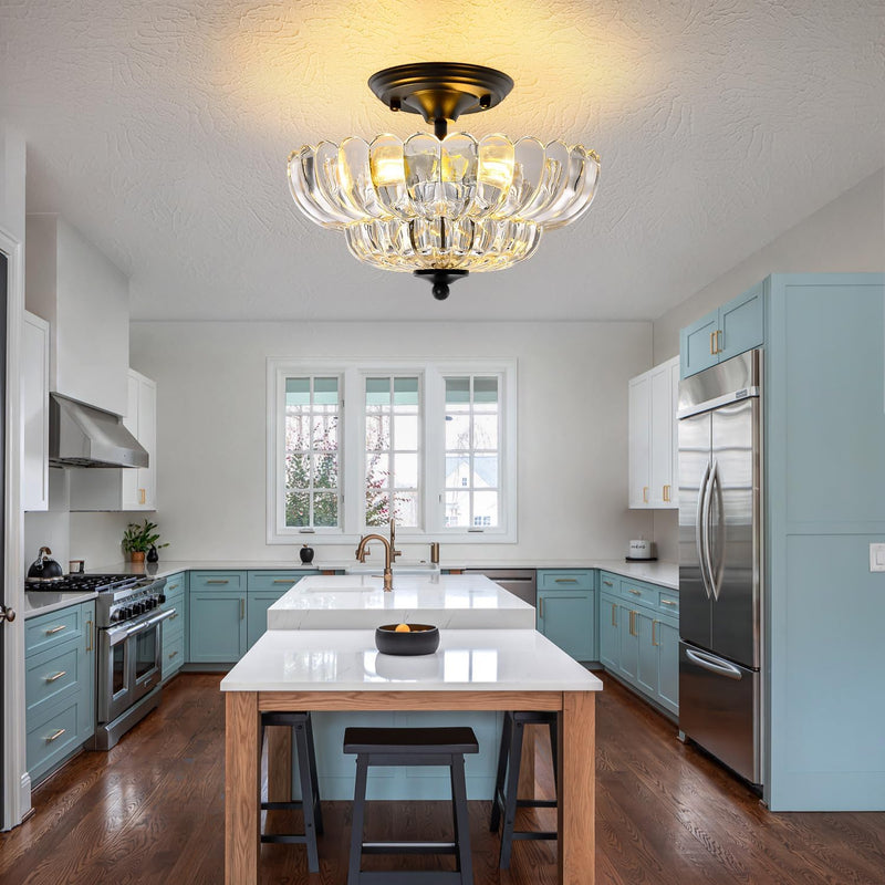 Semi Flush Mount Ceiling Light Smoky Glass Fixture
