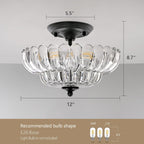 Semi Flush Mount Ceiling Light Smoky Glass Fixture