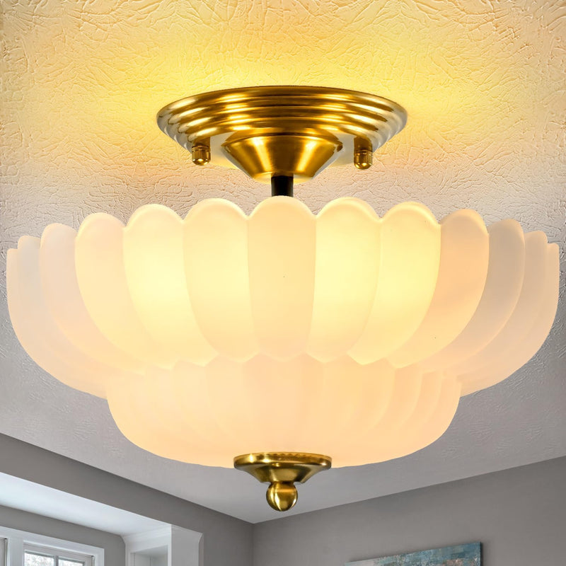 Semi Flush Mount Ceiling Light Smoky Glass Fixture