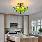Semi Flush Mount Ceiling Light Smoky Glass Fixture