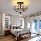 Semi Flush Mount Ceiling Light Smoky Glass Fixture