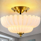 Semi Flush Mount Ceiling Light Smoky Glass Fixture
