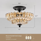 Semi Flush Mount Ceiling Light Smoky Glass Fixture