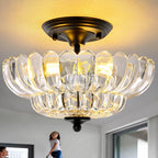 Semi Flush Mount Ceiling Light Smoky Glass Fixture