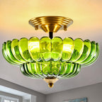 Semi Flush Mount Ceiling Light Smoky Glass Fixture