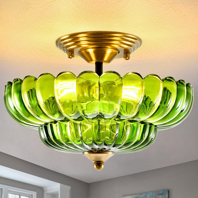 Semi Flush Mount Ceiling Light Smoky Glass Fixture