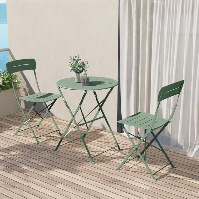 Set 3 Pieces Garden Furniture Folding 2 Chairs
