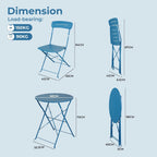 Set 3 Pieces Garden Furniture Folding 2 Chairs