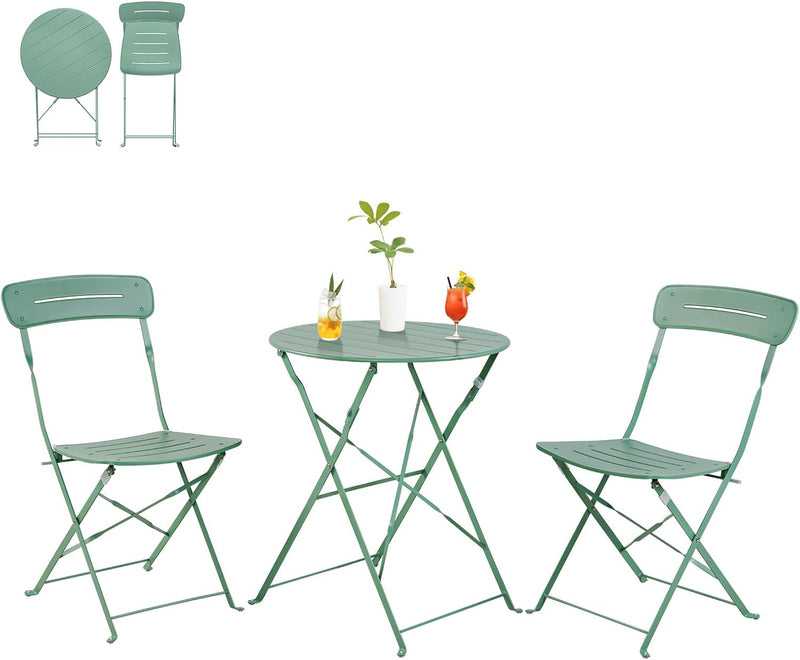 Set 3 Pieces Garden Furniture Folding 2 Chairs