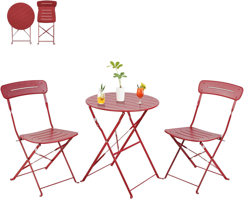 Set 3 Pieces Garden Furniture Folding 2 Chairs