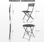 Set 3 Pieces Garden Furniture Folding 2 Chairs