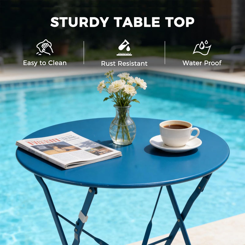 Set 3 Pieces Garden Furniture Folding 2 Chairs