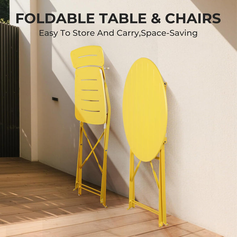 Set 3 Pieces Garden Furniture Folding 2 Chairs