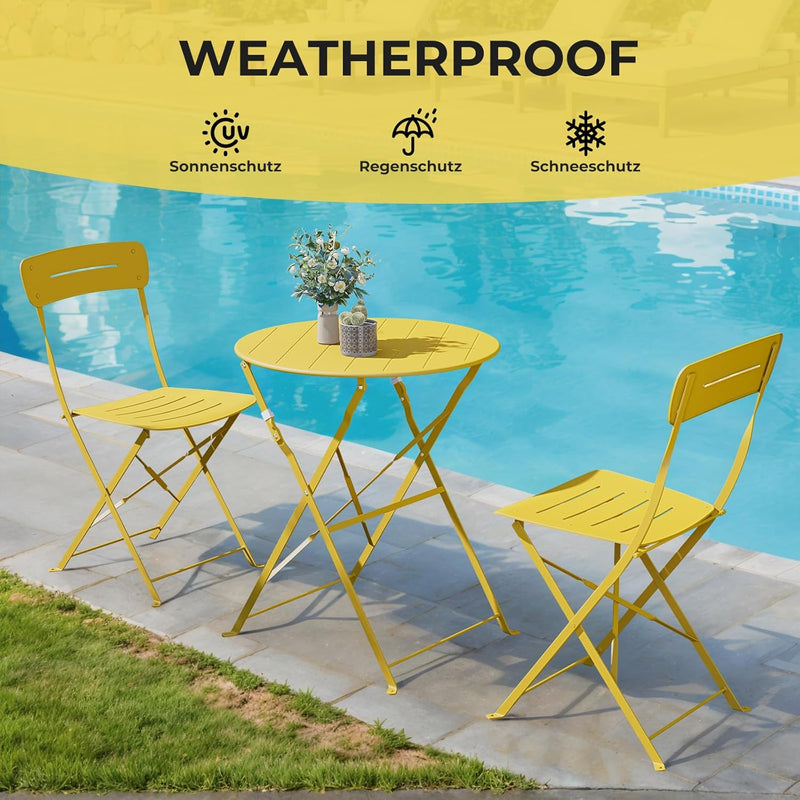 Set 3 Pieces Garden Furniture Folding 2 Chairs