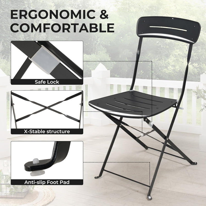 Set 3 Pieces Garden Furniture Folding 2 Chairs