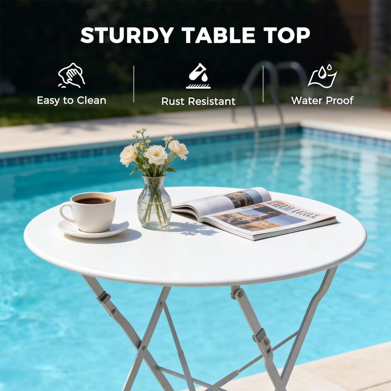 Set 3 Pieces Garden Furniture Folding 2 Chairs