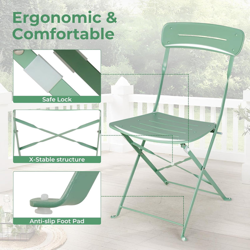 Set 3 Pieces Garden Furniture Folding 2 Chairs