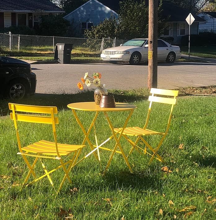 Set 3 Pieces Garden Furniture Folding 2 Chairs