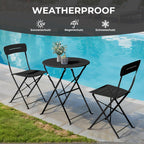 Set 3 Pieces Garden Furniture Folding 2 Chairs