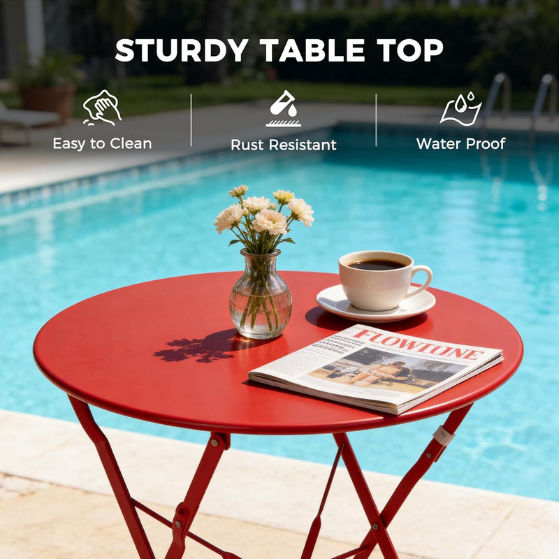 Set 3 Pieces Garden Furniture Folding 2 Chairs
