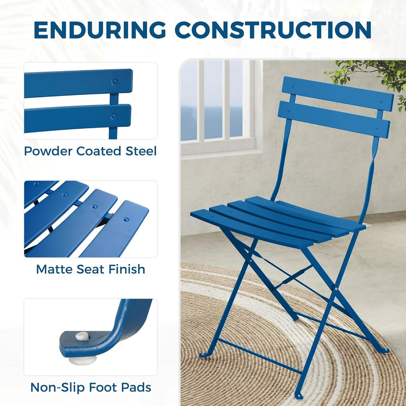 Set 3 Pieces Garden Furniture Folding 2 Chairs