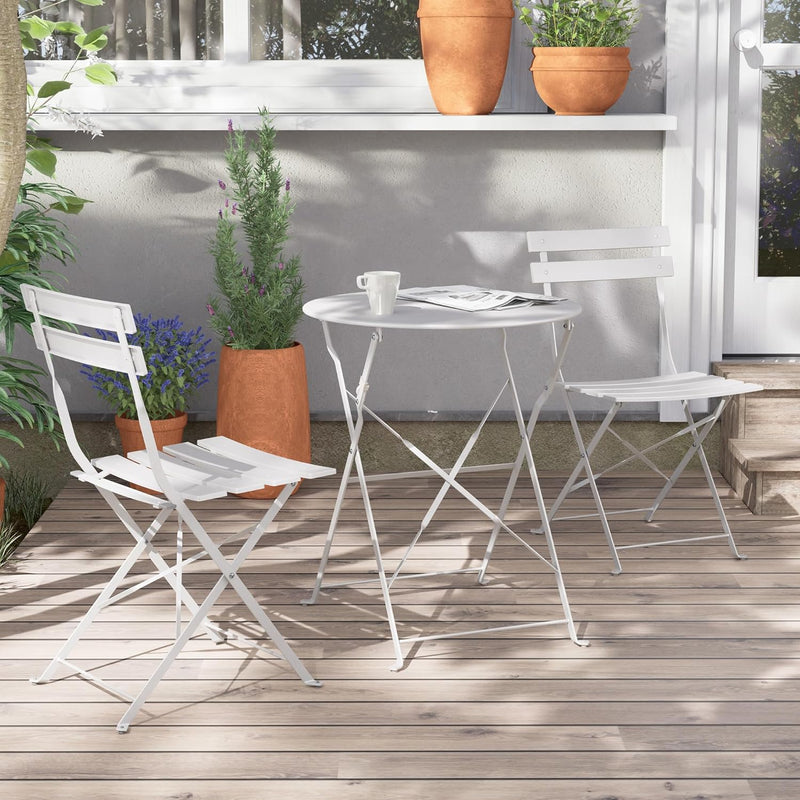 Set 3 Pieces Garden Furniture Folding 2 Chairs