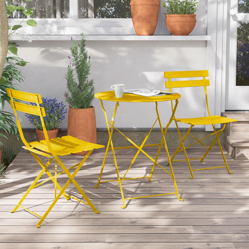 Set 3 Pieces Garden Furniture Folding 2 Chairs
