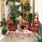 Set 3 Pieces Garden Furniture Folding 2 Chairs