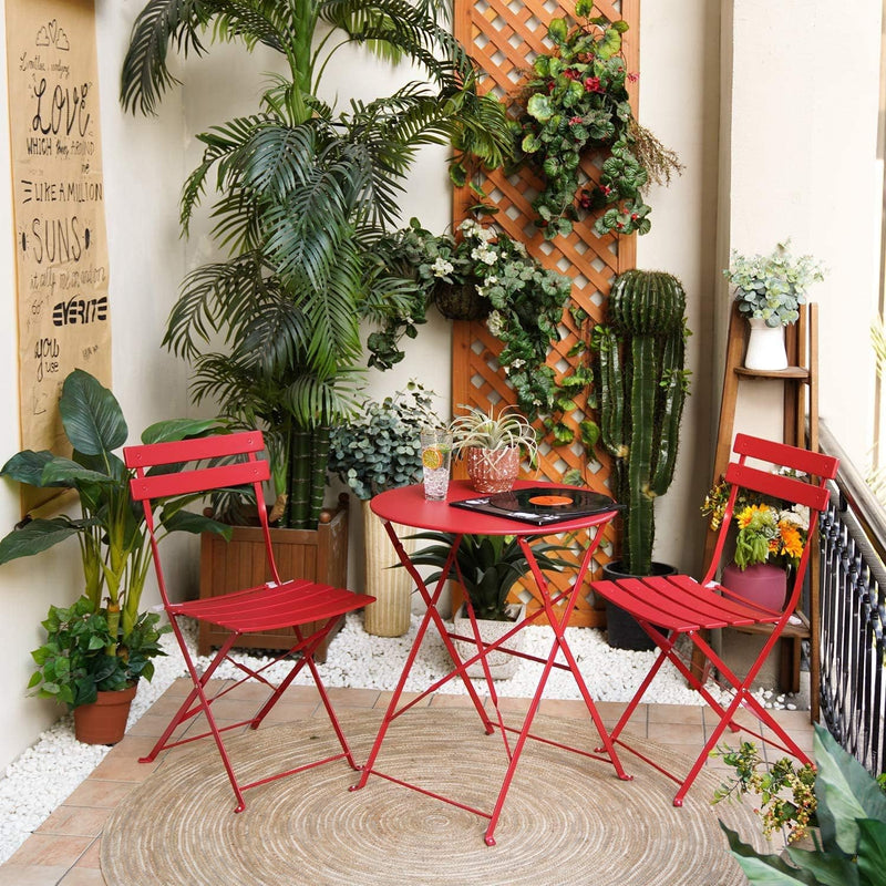 Set 3 Pieces Garden Furniture Folding 2 Chairs
