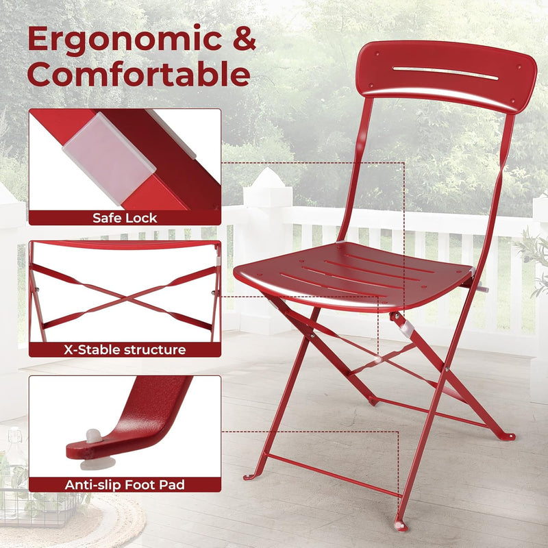 Set 3 Pieces Garden Furniture Folding 2 Chairs