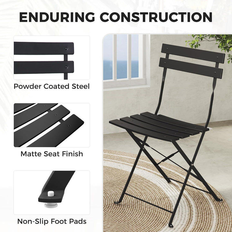 Set 3 Pieces Garden Furniture Folding 2 Chairs