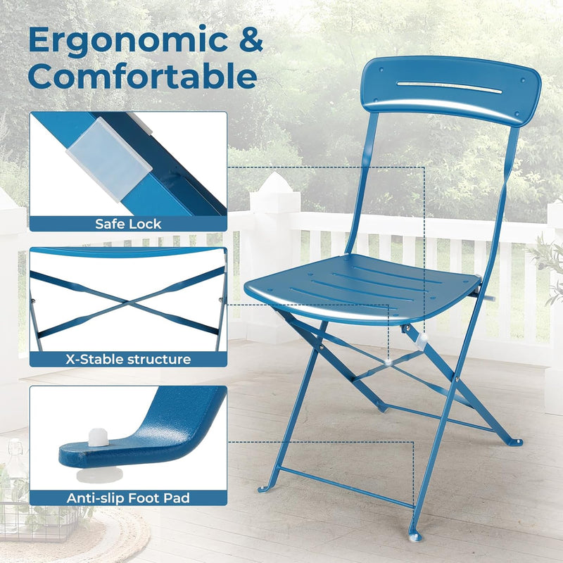 Set 3 Pieces Garden Furniture Folding 2 Chairs