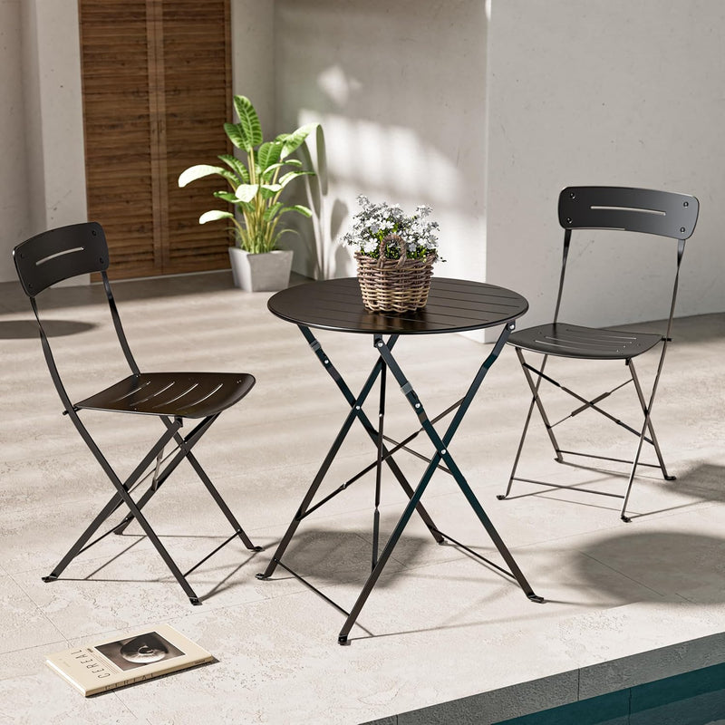 Set 3 Pieces Garden Furniture Folding 2 Chairs