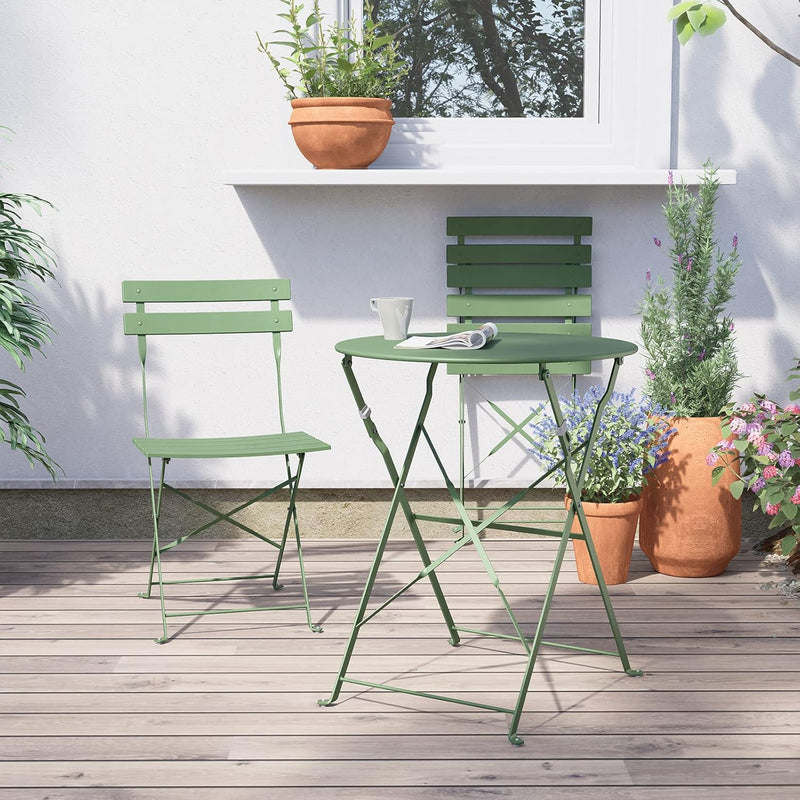 Set 3 Pieces Garden Furniture Folding 2 Chairs
