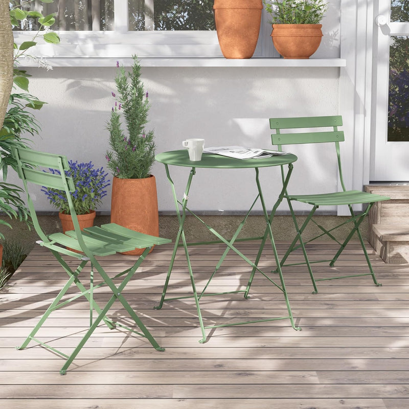 Set 3 Pieces Garden Furniture Folding 2 Chairs