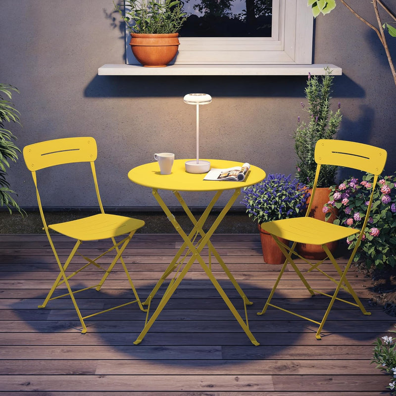 Set 3 Pieces Garden Furniture Folding 2 Chairs