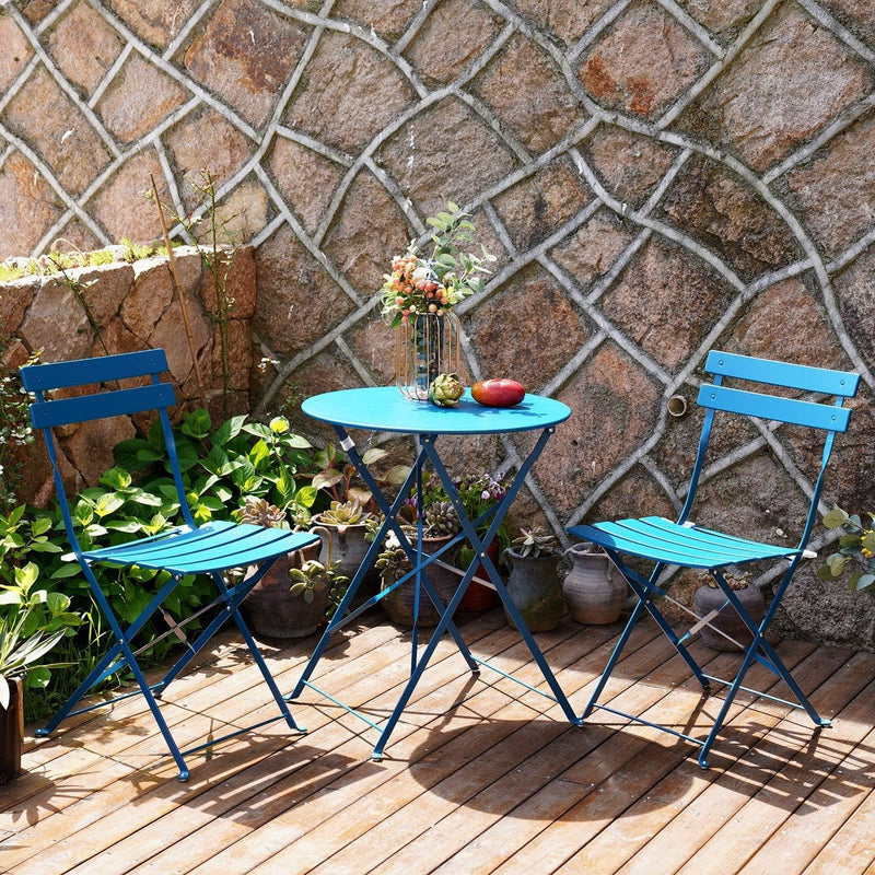Set 3 Pieces Garden Furniture Folding 2 Chairs